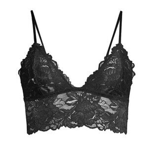Intimately By Free People Black 2 Lace Long Line Bralettes Adjustable Straps M